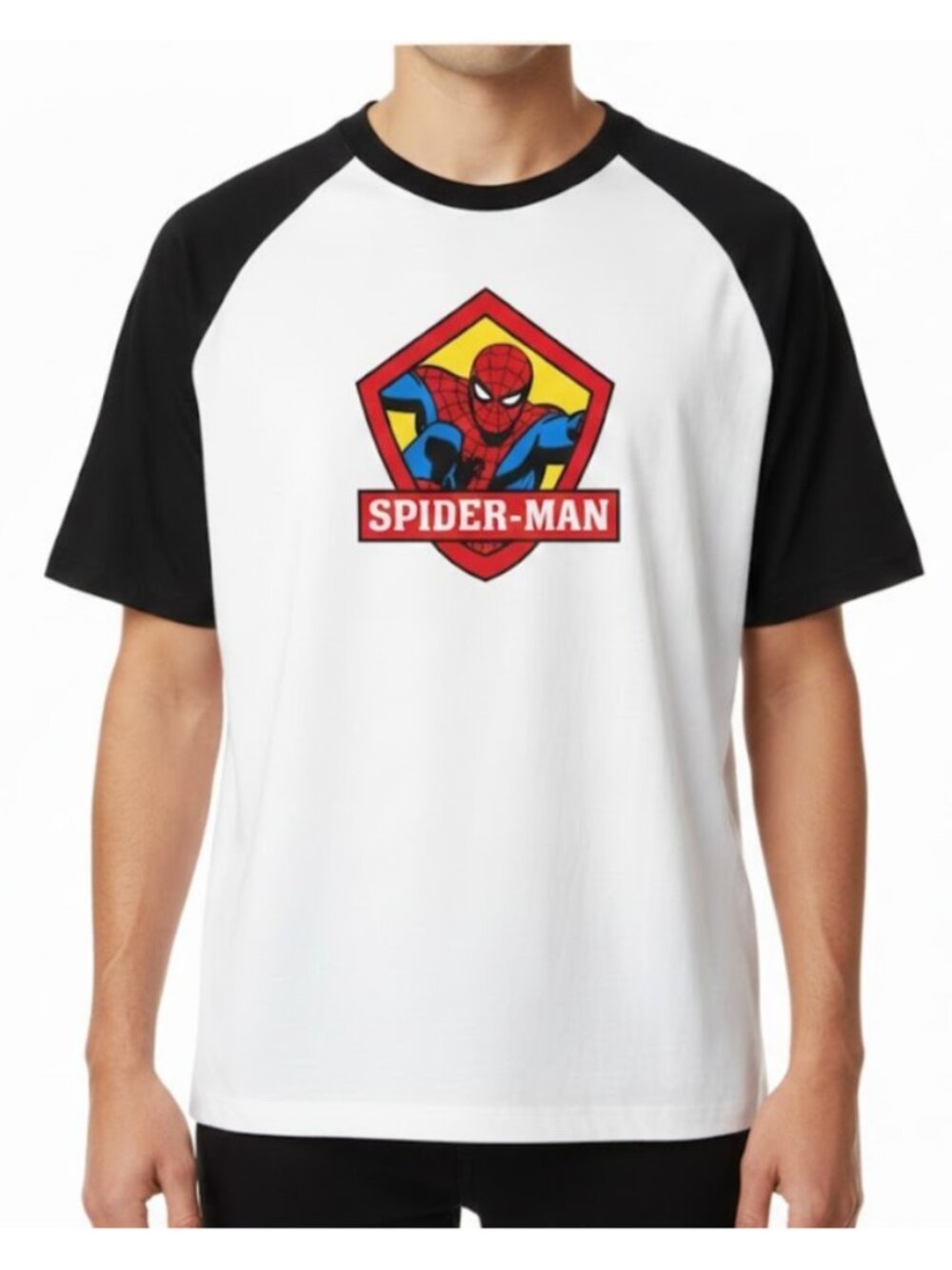ZAFUL x Marvel Spider-Man Raglan Shirt Men’s XXL White Black Cotton Spandex Rare